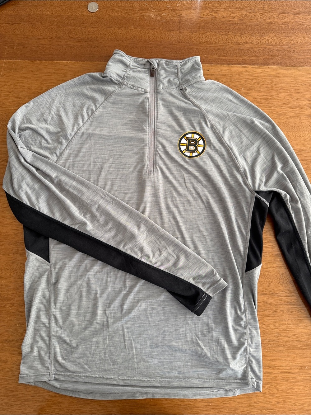 Boston Bruins Light Gray Half-Zip Performance Pullover
